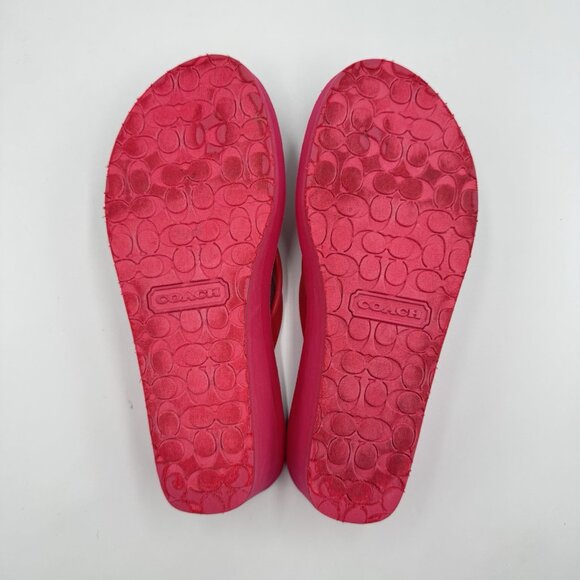 Coach Loralyn Red/White Stripe Wedge Thong Slip On Sandals Flip Flops Sz US 6 - Picture 6 of 8